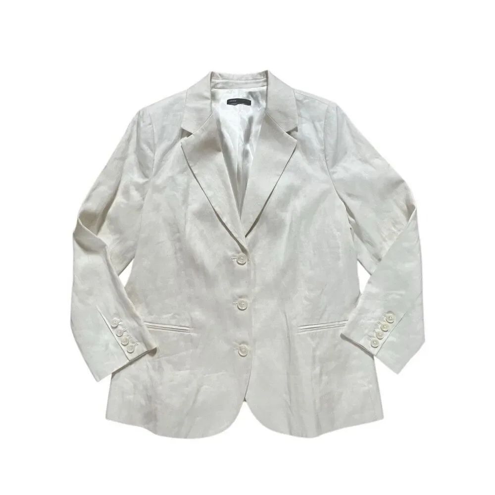 Vince White Linen/Cotton Single Breasted 3 Button Blazer Women’s 12